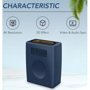 CABLETIME αντάπτορας HDMI F/F AV599, 4K/1080P, gold plated, μπλε | Καλώδια - Αντάπτορες | elabstore.gr