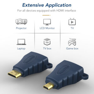 CABLETIME αντάπτορας Micro HDMI D σε HDMI AV599, με ring, 4K, μπλε | Καλώδια - Αντάπτορες | elabstore.gr