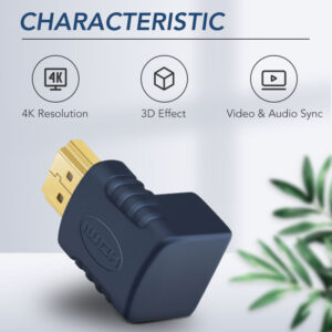 CABLETIME αντάπτορας HDMI αρσενικό σε θηλυκό AV599, γωνιακός, 4K, μπλε | Καλώδια - Αντάπτορες | elabstore.gr