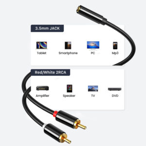 CABLETIME καλώδιο Stereo 3.5mm σε 2x RCA AV310, 0.2m, μαύρο | Καλώδια - Αντάπτορες | elabstore.gr