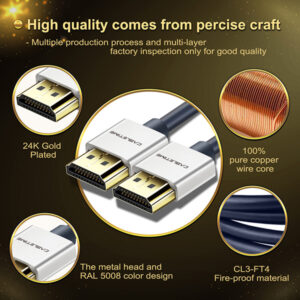 CABLETIME καλώδιο HDMI 2.0 AV540, gold plated, 32AWG, 4K, 1m, μπλε | Καλώδια - Αντάπτορες | elabstore.gr