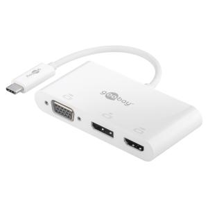 GOOBAY αντάπτορας USB Type-C σε VGA+DP+HDMI 52412, 4K, 14cm, λευκός | Καλώδια - Αντάπτορες | elabstore.gr