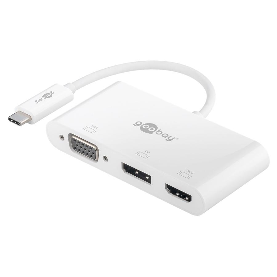 GOOBAY αντάπτορας USB Type-C σε VGA+DP+HDMI 52412, 4K, 14cm, λευκός | eLabstore.gr GOOBAY αντάπτορας USB Type-C σε VGA+DP+HDMI 52412, 4K, 14cm, λευκός | Καλώδια - Αντάπτορες | elabstore.gr
