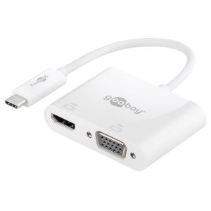 GOOBAY αντάπτορας USB Type-C σε HDMI+VGA 52430, 4K, 14cm, λευκός | Καλώδια - Αντάπτορες | elabstore.gr