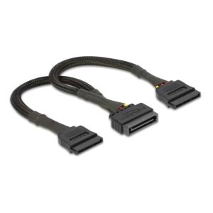 DELOCK καλώδιο SATA 15pin σε 2x SATA 15pin 60135, 0.25m, μαύρο | Καλώδια - Αντάπτορες | elabstore.gr