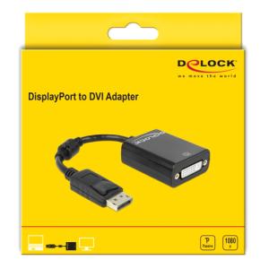 DELOCK αντάπτορας DisplayPort σε DVI 61847, 1080p, 12cm, μαύρος | Καλώδια - Αντάπτορες | elabstore.gr