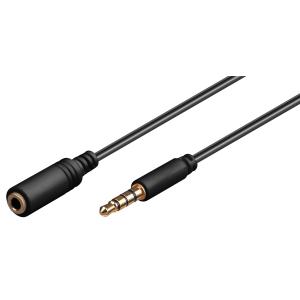 GOOBAY προέκταση καλωδίου ήχου 3.5mm 62481, 4 pin stereo, CU, 5m, μαύρο | Καλώδια - Αντάπτορες | elabstore.gr