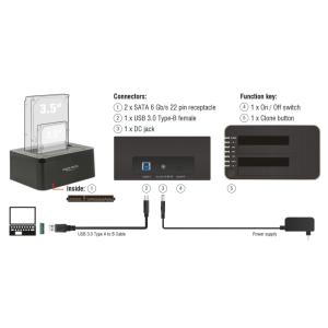 DELOCK docking station 62661, clone function, 2x HDD/SSD, 6Gb/s, μαύρο | Συνοδευτικά PC | elabstore.gr