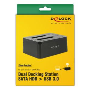 DELOCK docking station 62661, clone function, 2x HDD/SSD, 6Gb/s, μαύρο | eLabstore.gr