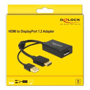 DELOCK αντάπτορας HDMI σε DisplayPort 1.2 62667, 4K, 25cm, μαύρος | Καλώδια - Αντάπτορες | elabstore.gr