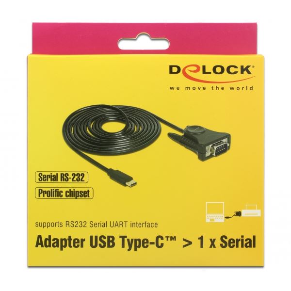 DELOCK Adapter USB Type-C σε Serial DB9 RS-232, 1.8m, Black | eLabstore.gr DELOCK Adapter USB Type-C σε Serial DB9 RS-232, 1.8m, Black | Καλώδια - Αντάπτορες | elabstore.gr