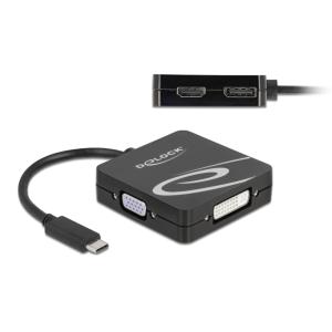 DELOCK αντάπτορας Type-C σε VGA/DVI/HDMI/DisplayPort 63129, 4K, μαύρος | Καλώδια - Αντάπτορες | elabstore.gr