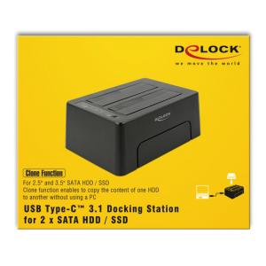 DELOCK docking station 63957, clone function, 2x HDD/SSD, 6Gb/s, μαύρο | eLabstore.gr DELOCK docking station 63957, clone function, 2x HDD/SSD, 6Gb/s, μαύρο | eLabstore.gr