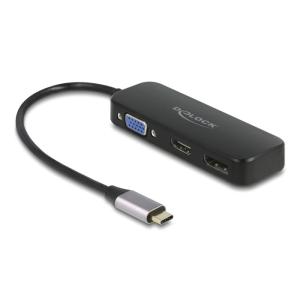 DELOCK αντάπτορας USB-C σε VGA/HDMI/DisplayPort 64156, 4K, 20cm, μαύρος | Καλώδια - Αντάπτορες | elabstore.gr