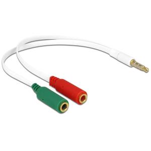 DELOCK Αντάπτορας από 2x 3.5mm 3-pin (F) σε 3.5mm 4-pin (M), λευκός | Καλώδια - Αντάπτορες | elabstore.gr