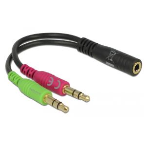DELOCK αντάπτορας 3.5mm σε 2x 3.5mm 65459, CTIA, 12cm, μαύρος | Καλώδια - Αντάπτορες | elabstore.gr