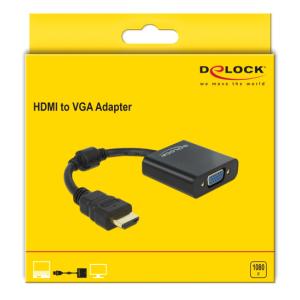 DELOCK αντάπτορας HDMI σε VGA 65512, 1080p, μαύρος | Καλώδια - Αντάπτορες | elabstore.gr