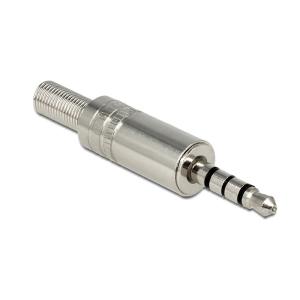 DELOCK Βύσμα 3.5mm Stereo, 4 pin, Bend Protection, Metal, Silver | Καλώδια - Αντάπτορες | elabstore.gr