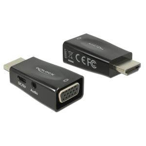 DELOCK αντάπτορας HDMI σε VGA + 3.5mm 65901, 1080p, μαύρος | Καλώδια - Αντάπτορες | elabstore.gr