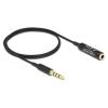 DELOCK καλώδιο 3.5mm αρσενικό σε θηλυκό 66074, CTIA, 32AWG, 0.5m, μαύρο | Καλώδια - Αντάπτορες | elabstore.gr
