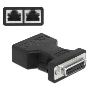 DELOCK αντάπτορας D-Sub 15 Pin σε 2x RJ45 66806, μαύρος | Καλώδια - Αντάπτορες | elabstore.gr