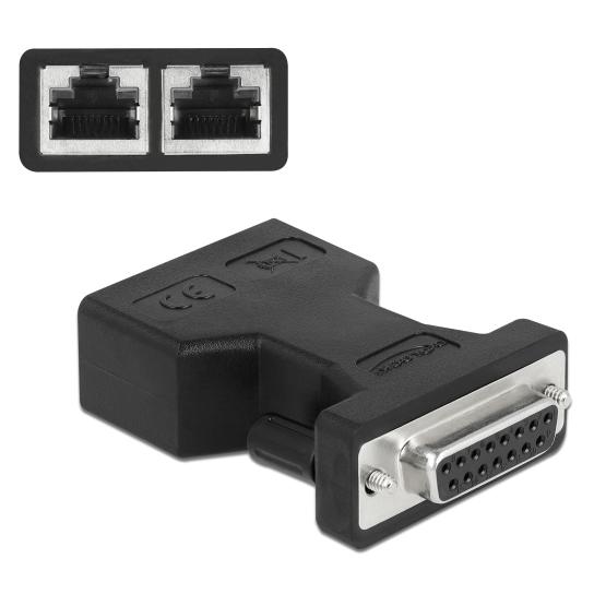 DELOCK αντάπτορας D-Sub 15 Pin σε 2x RJ45 66806, μαύρος | eLabstore.gr DELOCK αντάπτορας D-Sub 15 Pin σε 2x RJ45 66806, μαύρος | Καλώδια - Αντάπτορες | elabstore.gr