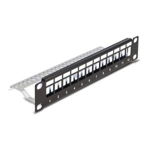 DELOCK Keystone patch panel 66874, 10"/1U, 12x ports, μαύρο | Εξοπλισμός IT | elabstore.gr
