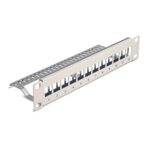 DELOCK Keystone patch panel 66875, 10"/1U, 12x ports, γκρι | Εξοπλισμός IT | elabstore.gr