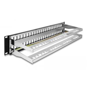DELOCK Keystone patch panel 66878, 19"/2U, 48x ports, μαύρο | Εξοπλισμός IT | elabstore.gr
