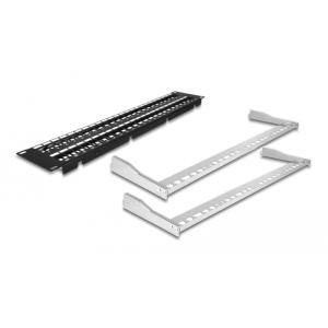 DELOCK Keystone patch panel 66878, 19"/2U, 48x ports, μαύρο | Εξοπλισμός IT | elabstore.gr
