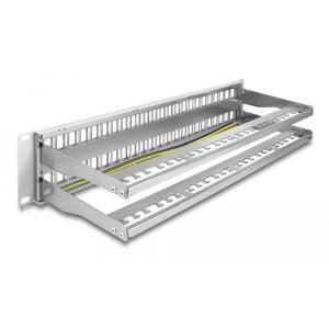 DELOCK Keystone patch panel 66879, 19"/2U, 48x ports, γκρι | Εξοπλισμός IT | elabstore.gr