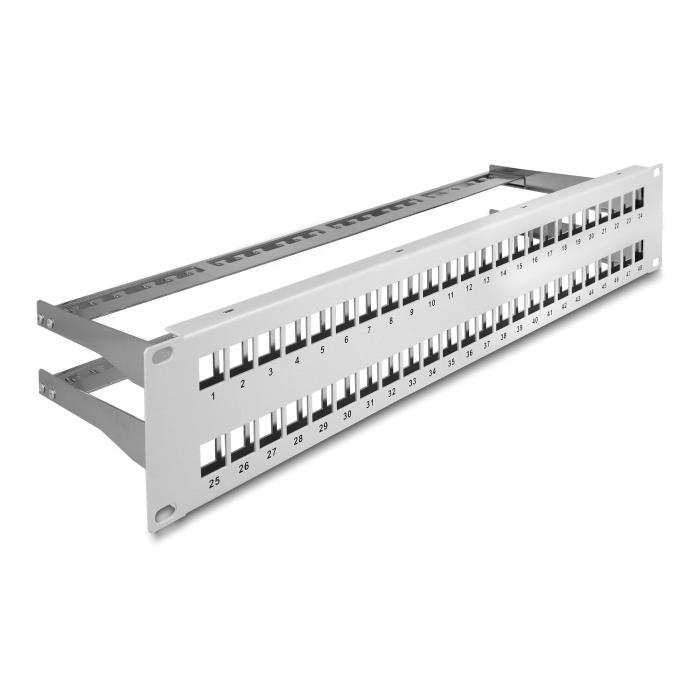 DELOCK Keystone patch panel 66879, 19"/2U, 48x ports, γκρι | Εξοπλισμός IT | elabstore.gr