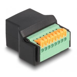 DELOCK adapter RJ45 σε 8 pin terminal block 66948, 2.54 mm pitch , μαύρο | Εξοπλισμός IT | elabstore.gr