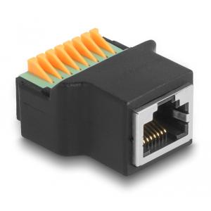 DELOCK adapter RJ45 σε 8 pin terminal block 66948, 2.54 mm pitch , μαύρο | Εξοπλισμός IT | elabstore.gr