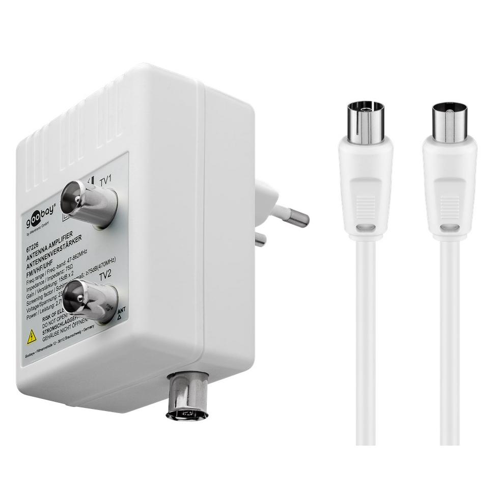 GOOBAY ενισχυτής κεραίας 67226, 2 συσκευές, DVB-T DVB-T2 DVB-C, λευκός | eLabstore.gr GOOBAY ενισχυτής κεραίας 67226, 2 συσκευές, DVB-T DVB-T2 DVB-C, λευκός | Εικόνα & Ήχος | elabstore.gr