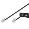 GOOBAY καλώδιο τηλεφώνου 68002, spiral, RJ10 4P4C, CCA, 4m, μαύρο | Καλώδια - Αντάπτορες | elabstore.gr