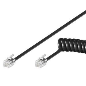 GOOBAY καλώδιο τηλεφώνου 68002, spiral, RJ10 4P4C, CCA, 4m, μαύρο | Καλώδια - Αντάπτορες | elabstore.gr
