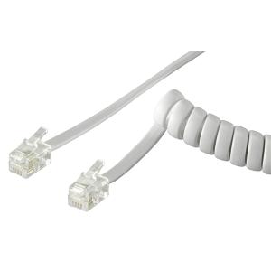 GOOBAY καλώδιο τηλεφώνου 68601, spiral, RJ10 4P4C, CCA, 4m, λευκό | Καλώδια - Αντάπτορες | elabstore.gr
