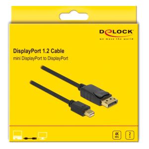 DELOCK καλώδιο Mini DisplayPort 1.2 σε DisplayPort 82438, 4K, 2m, μαύρο | Καλώδια - Αντάπτορες | elabstore.gr