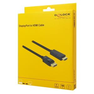 DELOCK καλώδιο DisplayPort σε HDMI 82587, passive, 1080p, 2m, μαύρο | Καλώδια - Αντάπτορες | elabstore.gr