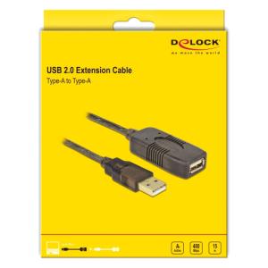 DELOCK καλώδιο USB 2.0 αρσενικό σε θηλυκό 82689, 480Mbps, 15m, μαύρο | Καλώδια - Αντάπτορες | elabstore.gr
