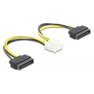 DELOCK καλώδιο EPS 8pin σε 2x SATA 15pin 83020, 15cm | Καλώδια - Αντάπτορες | elabstore.gr