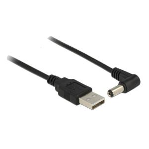 DELOCK καλώδιο USB σε DC 5.5 x 2.1mm 83578, γωνιακό, 1.5m, μαύρο | Καλώδια - Αντάπτορες | elabstore.gr