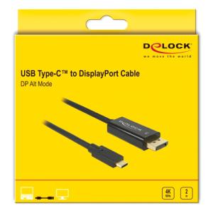 DELOCK καλώδιο USB-C σε DisplayPort 85256, DP Alt Mode, 4K, 2m, μαύρο | Καλώδια - Αντάπτορες | elabstore.gr