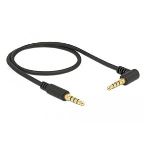 DELOCK Καλώδιο Jack stereo σε Jack stereo 4pin 3.5mm, 90°, μαύρο, 1m | Καλώδια - Αντάπτορες | elabstore.gr