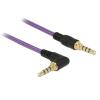 DELOCK καλώδιο Jack stereo σε Jack stereo 4pin 3.5mm, 90°, μωβ, 1m | Καλώδια - Αντάπτορες | elabstore.gr