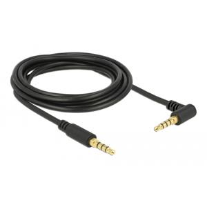 DELOCK καλώδιο Jack stereo σε Jack stereo 4pin 3.5mm, 90°, μαύρο, 3m | Καλώδια - Αντάπτορες | elabstore.gr