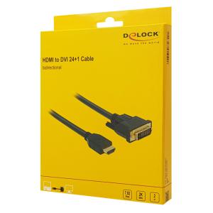 DELOCK καλώδιο HDMI σε DVI 24+1 85654, 7.92Gbps, 2K, 2m, μαύρο | Καλώδια - Αντάπτορες | elabstore.gr