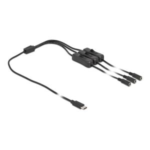 DELOCK καλώδιο USB Type-C σε 3x DC 5.5 x 2.1mm 86801, 1m, μαύρο | Καλώδια - Αντάπτορες | elabstore.gr