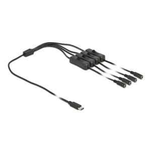 DELOCK καλώδιο USB Type-C σε 4x DC 5.5 x 2.1mm 86802, 1m, μαύρο | Καλώδια - Αντάπτορες | elabstore.gr